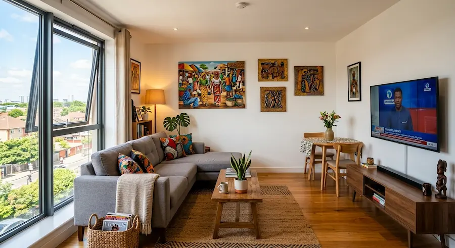 Small residential solar system Nigeria — bright apartment living room