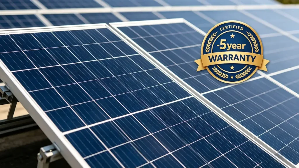 Certified solar panels with 5-year warranty