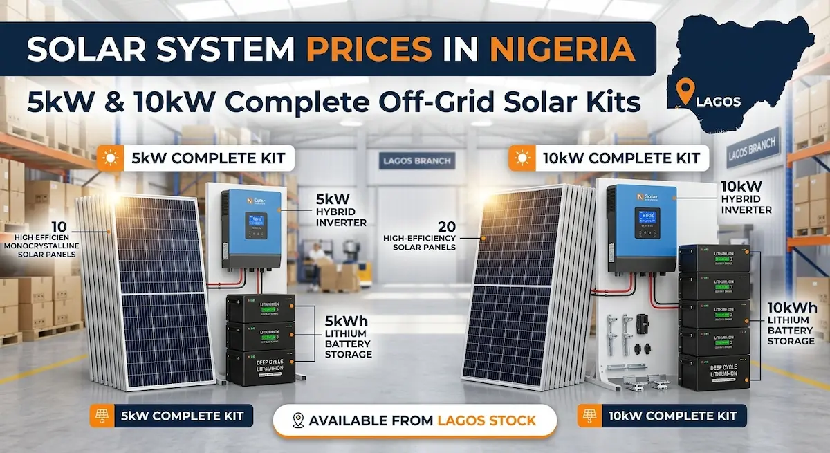 Solar system price in Nigeria — 5kW and 10kW complete off-grid solar kits