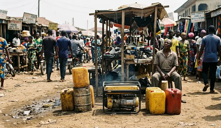 Yellow fuel generator in Lagos market