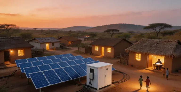 Remote African villages are electrified through solar microgrids