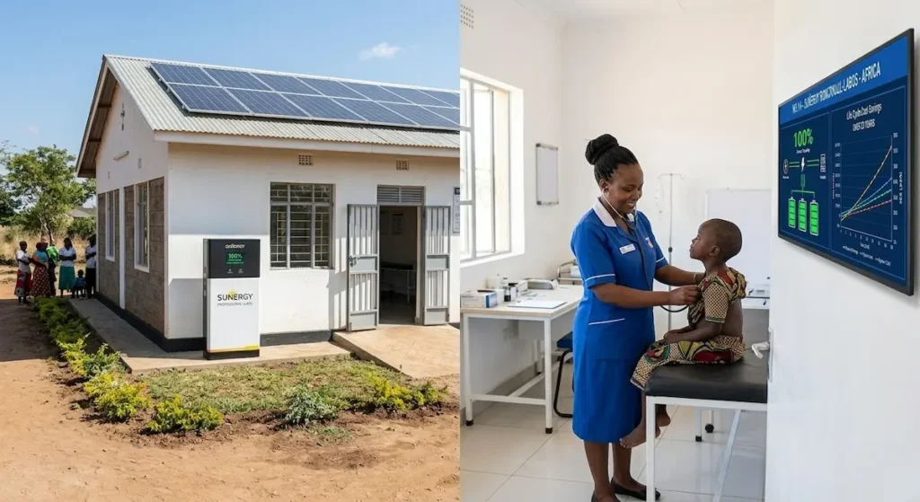 Solar battery storage Africa rural clinic