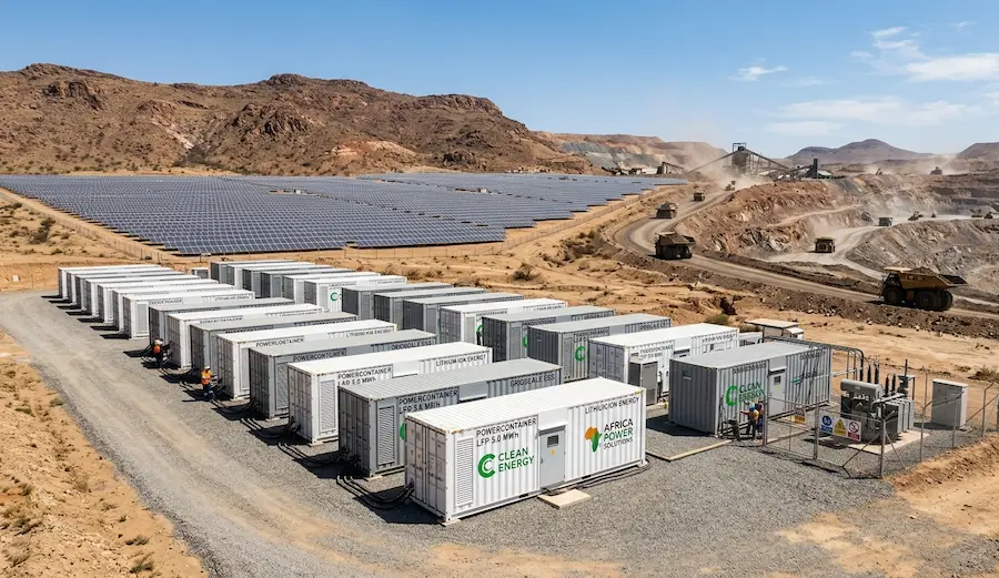 Solar plus storage Africa microgrid powering a remote mine site